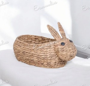 New Design Lovely Rabbit Shape Decorative Ester Rattan Fruit Egg Storage <b>Basket</b> <b>For</b> Nursery Decor & KIds Toys Storage Solution - Product Image 3