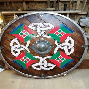 Escudo Vikingo JEXMOO Hecho a Mano de 24 Pulgadas, de Madera y Acero con Alto Contenido de Carbono, Diseño de Copa Central, con Soporte Compatible y Personalizable - Product Image 4