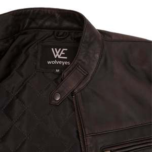 Autumn Vintage Genuine Sheep Skin Leather <b>Jacket</b> SF002 Stand Collar with Zippered Closure <b>Reversible</b> Design-Coffee - Product Image 5