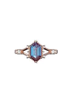 925 Sterling Silver Long Hexagon Cut Alexandrite Engagement <b>Ring</b> Rhodium Plated <b>Split</b> Shank <b>Ring</b> for Wedding Party - Product Image 1