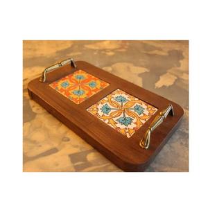 Bandejas Meena personalizadas de madera de primera calidad para servir hoteles y restaurantes Placa de bandejas de exhibición personalizada OEM de estilo indio - Product Image 3