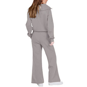 Traje de jogging informal con logotipo personalizado OEM para mujer Sudadera con capucha y pantalones de chándal de algodón de invierno Chándal de 2 piezas con estilo Jogger - Product Image 3