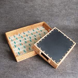 Bandeja de café de mimbre con incrustaciones, accesorio creativo de lujo, organizador colorido para el hogar, bandeja de cocina de alta calidad de Vietnam - Product Image 4