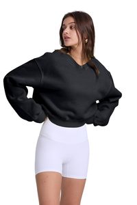 Sudadera para mujer, lavada con ácido Sudadera con capucha, Polar, cuello en V, manga larga, sudadera de lana para mujer, venta al por mayor, nueva llegada, caliente - Product Image 2