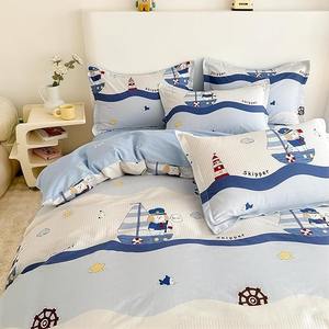 Wholesale Custom Cartoon Print Kids Bedding <b>Set</b> Duvet Cover Soft Fleece 400TC Warm 3D All-Season Unicorn Space Bedding - Product Image 1