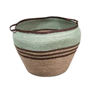 Juego de cestas de almacenamiento portátiles de mimbre con asas y rayas de colores, cesta multiusos para la sala de estar del hogar - Product Image 3