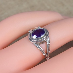 925 plata esterlina sólida clásico mejor diseño amatista anillo piedra preciosa hecha a mano 925 Plata estampada joyería de plata de moda - Product Image 3