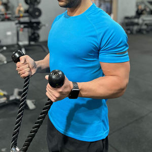 OEM personalizado cuello en V 4 vías estiramiento Slim Fit blanco liso entrenamiento atlético deportes gimnasio camiseta para hombres - Product Image 5