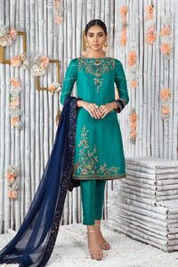 เย็บปักถักร้อยอินเทรนด์บนผ้าไหม KURTA กับชุดกางเกงประดับด้วยลูกปัดแก้วคริสตัล DABKA,ทำงานสำหรับงานปาร์ตี้-สวมใส่/แต่งงาน @ 2022 - Product Image 2