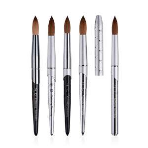 Hochwertige <span class=keywords><strong>USA</strong></span>-Größen 14 16 18 20 22 24 Runder Holzgriff 100% Kolinsky Acryl-Nagelkunstpinsel für Porzellan Oval Flach - Product Image 2