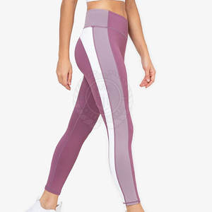 Venta al por mayor último diseño sólido medio elástico cintura Yoga Leggings pantalones de alta calidad Activewear secado rápido transpirable - Product Image 2