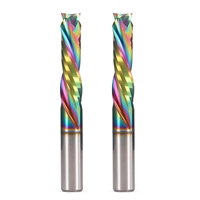 Mata Bor Spiral Huhao Compression Up Down untuk Chipboard, Alat Pertukangan Kayu End Mill Kompresi Komposit