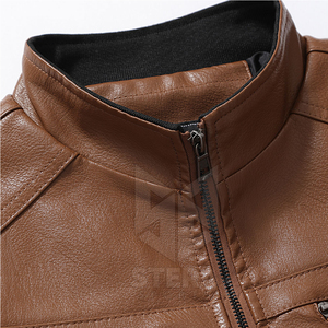 Veste en cuir de vachette pour homme de qualité supérieure pour l'automne et l'hiver, col montant, imperméable, respirante, écologique, décontractée, personnalisable - Product Image 3