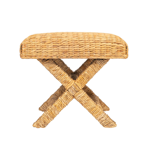 Tabourets et ottomanes en jacinthe d'eau et bois, tressés à la main, style ferme, avec pieds croisés, pour salons ou salles à manger, du Vietnam - Product Image 2