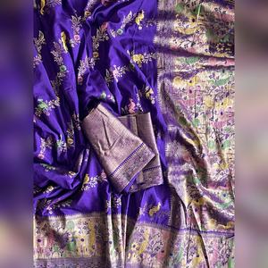 Sari de mariage en crêpe de nylon pur, fantaisie, thème Jangal, tissage doux et lisse, best-seller, vêtements de fête - Product Image 4