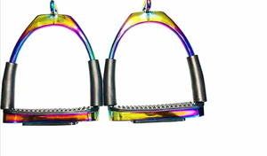 Étriers de sécurité brillants arc-en-ciel solides décalés Protection de la cheville antidérapante flexible pour cheval chien équitation Instrument vétérinaire - Product Image 4