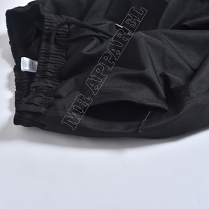 Pantalon cargo unisexe noir imperméable coupe-vent respirant en polyester avec cordon de serrage et taille élastique, style outdoor, vêtement décontracté pour adulte - Product Image 3