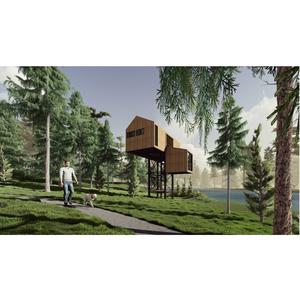 Alta calidad LCB02 28sqm Bungalow Diseño moderno de Vietnam 40HC Material de bambú prefabricado industrial 5 años de garantía Verde - Product Image 3