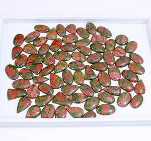 Belle pierre précieuse naturelle Unakite Jasper Cabochon de pierres précieuses en vrac Vente en gros Lot de pierres précieuses naturelles en forme de mélange pour la fabrication de bijoux - Product Image 2