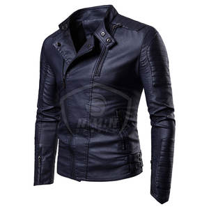 Veste en cuir et toile pour homme, style tendance, col montant, logo sur le devant, haute qualité, imperméable, coupe-vent, respirante, séchage rapide - Product Image 1