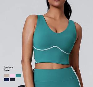 2025 débardeur d'entraînement sans couture pour femmes Racerback Crop Activewear pour Fitness et Sport ensemble col en v - Product Image 5