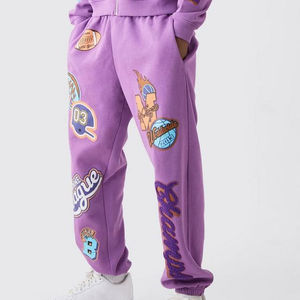 100% nouveau style coton personnalisé survêtements deux pièces surdimensionné hommes à capuche français éponge surdimensionné bouffée impression survêtement pour hommes - Product Image 2