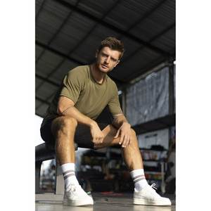 Camiseta de entrenamiento físico para hombre, transpirable, cuello redondo, manga raglán, camiseta de entrenamiento lisa, ligera, cómoda, camiseta atlética para hombre - Product Image 5