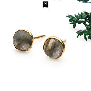 เครื่องประดับต่างหูอัญมณีลาบราดอไรต์ธรรมชาติขนาด6มม. - Product Image 1