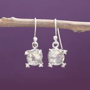 Boucles d'oreilles pendantes vintage classiques en argent 925 avec améthyste et accents de strass pour femmes - Product Image 4
