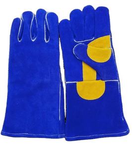 Gants de travail de soudure fendus de vache pleine paume Gants de soudage résistants à la chaleur en cuir industriel Anti-coupure Cuir fendu de vache - Product Image 1