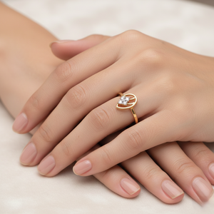 แหวนทองประดับเพชรดีไซน์ใหม่สำหรับผู้หญิง-ของขวัญวันครบรอบที่เรียบง่ายและสง่างาม - Product Image 5