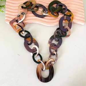 Collar de cadena de cuerno de búfalo Natural para mujer, eslabón grueso, joyería de declaración de moda ecológica, accesorios de cuerno Real - Product Image 4