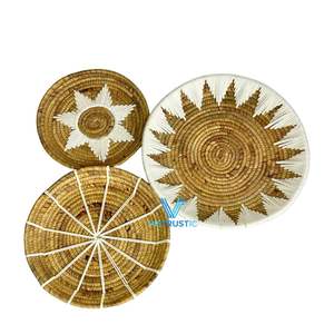 Vietrustic Vietnam Source <b>Art</b> Deco Handwoven Water Hyacinth & Cotton Straw <b>Wall</b> Hanging Plate for Living Room Birthday Decor - Product Image 2