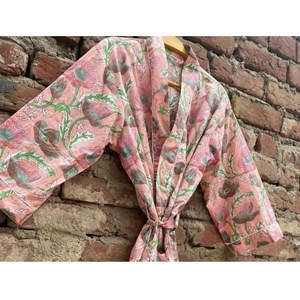 Vestido Kimono con Estampado Floral Rosa para Mujer, Elegante Traje de Baño Tipo Pareo - Product Image 1