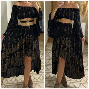 2024 último vestido bohemio conjunto de dos piezas para mujer vestido de novia vestidos de verano con volantes ropa ajustada de cintura para mujer a precio mayorista - Product Image 4