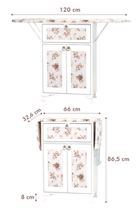 Planche à repasser pliante avec armoire, cadre blanc et motif floral rose, Mistik Home MH100203, 60x40x30cm, pour usage domestique - Product Image 5