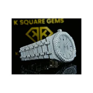 Wholesale Supplier Iced Out VVS Clarity Moissanite Diamond Studded Analog Watch Available At Affordable Price