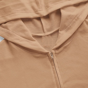 Mujeres Boxy Zip up Sudadera con capucha Crop Top Fleece Algodón Capucha de doble capa OEM Logotipo personalizado Sudaderas con capucha para mujer 2025 - Product Image 5