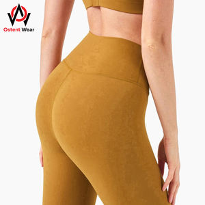 2024 Women's Custom Logo High Waist Yoga Pants Breathable Fitness Gym Sports Leggings Silk Spandex <b>Nylon</b> <b>Fabric</b> Custom Seamless - Product Image 2