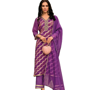 Dernier Designer Pure Viscose Soie Organza Broderie Séquence Travail Sharara Costume par Fab Zone Indian & Pakistanais Vêtements - Product Image 1