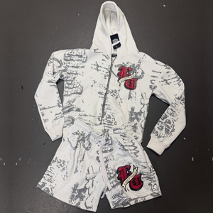 Ensemble de survêtements à capuche d'hiver en coton lourd unisexe à coupe régulière à imprimé bouffant strass délavé à l'acide respirant - Product Image 4