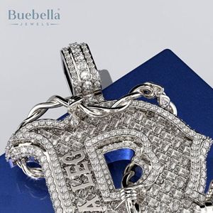 Pendentif lettre glacé personnalisé en argent 925 'Break A Leg' B collier initial, bijoux Hip Hop Bling avec breloque design ancre - Product Image 2