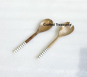 Los mejores productos 2025, recién llegados, cuchara de resina de madera, tenedor, servidores de ensalada, Juego de 2 piezas, servidor de ensalada de madera ecológico de grado alimenticio - Product Image 3