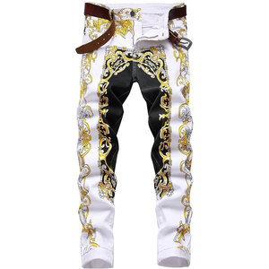 Pantalons en jean imprimés pour hommes, jeans élégants, mode streetwear, vêtements décontractés, tenue moderne, vêtements de tous les jours, design confortable - Product Image 1