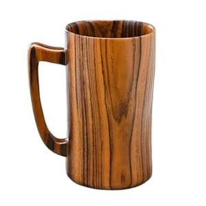 Tasse à café en céramique écologique fabriquée à la main coffret cadeau en bois d'acacia aspect naturel rustique pour les boissons chaudes - Product Image 3