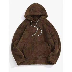 Conjunto de Pijama de Felpa para Mujer, Invierno, Estampado Sólido, Manga Corta, Ropa de Estar en Casa, con Bolsillo, Sudadera Informal con Capucha y Pantalones, Conjunto de 2 Piezas - Product Image 3