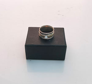 Femmes mignon perle d'eau douce pierres précieuses fiançailles anneaux de mariage bijoux en argent Sterling fin lunette réglage pour les fêtes en vrac - Product Image 1