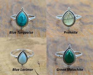 925แท้เงินสเตอร์ลิงออกแบบแหวนลูกแพร์รูปร่างลูกแพร์ตาเสือพลอยคาลซิโดนีเทอเมทิสต์สีฟ้าคราม - Product Image 5