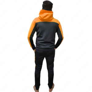 Pull à Capuche d'Hiver Unisexe Personnalisé Grande Taille 100% Coton Ensemble de Survêtements à Capuche avec Pantalon de Survêtement Logo et Panneaux de Contraste - Product Image 3