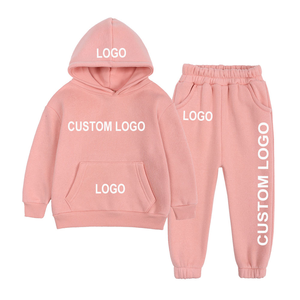 Ensemble survêtement en molleton personnalisé pour enfants avec logo, sweat à capuche et pantalon de jogging assorti, ensemble deux pièces pour garçons et filles, coton doux, chaud et décontracté - Product Image 4
